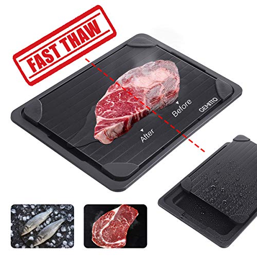 GEMITTO Bandeja de Descongelación Rápida con Agujero de Suspensión y Bandeja de Goteo Aleación de Aluminio Aeronáutico con seguridad Sin electricidad 34x24x1.3cm (Con Bandeja) GEMITTO Bandeja de Descongelación Rápida con Agujero de Suspensión y Bandeja de Goteo Aleación de Aluminio Aeronáutico con seguridad Sin electricidad 34x24x1.3cm (Con Bandeja)