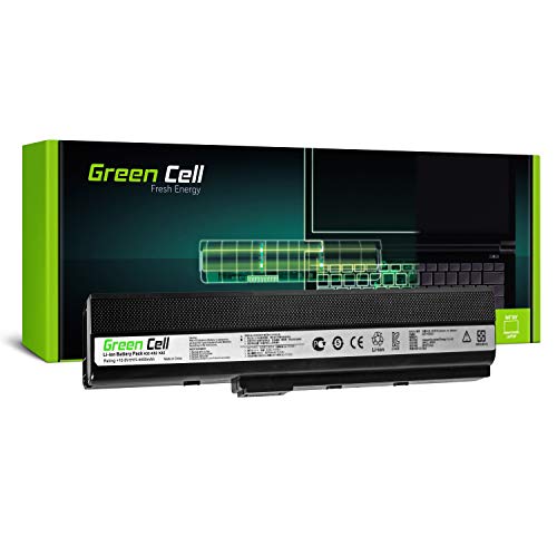 Green Cell® Standard Serie A32-K52 Batería para ASUS A52F A52J A52N B53 K42 K52 K52DR K52J K52JK K62 X52 X52D X52F X62 Ordenador (6 Celdas 4400mAh 10.8V Negro)
