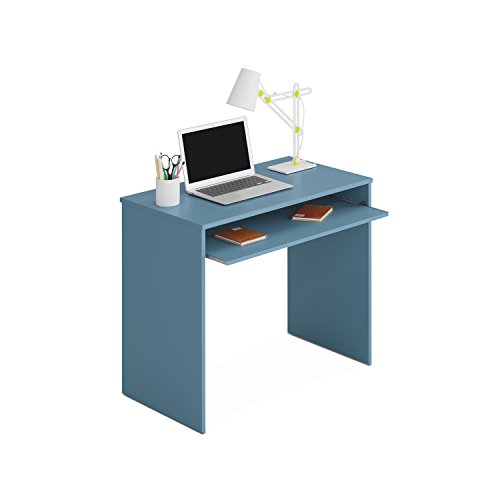 Habitdesign - Mesa de Ordenador con Bandeja Extraible, Medidas: 90 x 79 x 54 cm de Fondo (Azul)