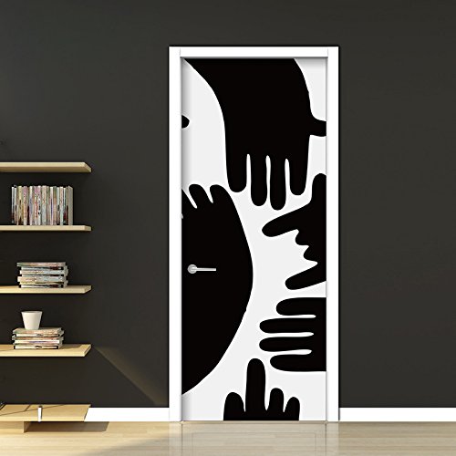 HCCY Pegatinas de puerta personalizados puertas de madera reformado pegatinas autoadhesivas impermeable pegatinas de pared armario dormitorio alquiler bar trueque, C, 95 * 215 cm