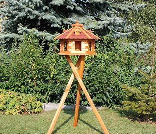 holzdekoladen Caseta para pájaros con pies e iluminación Solar Tipo 4-5 - Grande, Rojo holzdekoladen Caseta para pájaros con pies e iluminación Solar Tipo 4-5 - Grande, Rojo
