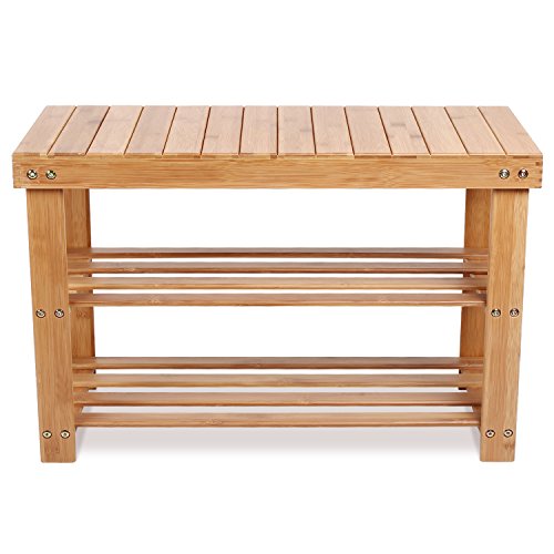 Homfa Banco Zapatero Bambú Estantería para Zapatos con 3 estantes para Entrada Salón Dormitorio Baño 70x28x46cm Homfa Banco Zapatero Bambú Estantería para Zapatos con 3 estantes para Entrada Salón Dormitorio Baño 70x28x46cm