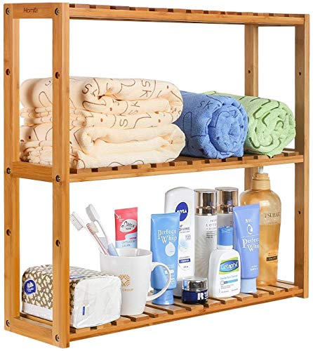Homfa Estanteria Baño Pared Estantería de bambú Baño Sala o Cuarto con 3 Niveles para almacenaje y organización 60x15x54cm Homfa Estanteria Baño Pared Estantería de bambú Baño Sala o Cuarto con 3 Niveles para almacenaje y organización 60x15x54cm