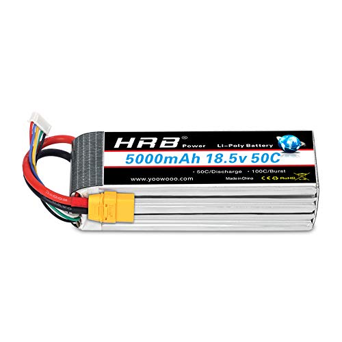 HRB RC Lipo batería 5S 18.5V 5000mAh 50-100C XT90 Conector para Mikado LOGO500 Alinear T-REX550 600 GAUI X5 Indignación 550 Hirobo SDX (XT90 Plug)