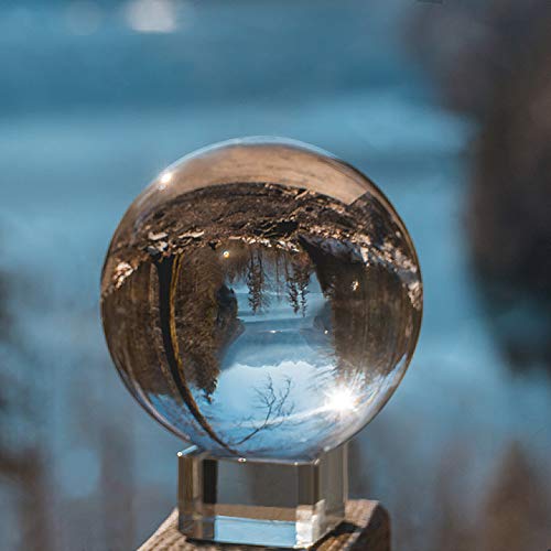 IZSUZEE Bola de Cristal 80mm, K9 Bola de Cristal Transparente, Bola para Fotografia con Base y Caja, Bola de Foto para Decoracion de Oficina Bola de Fotografia Cumpleanos