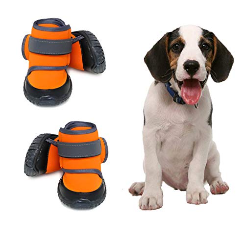 JiAmy 2 Piezas Zapatos para Perros Botas Impermeables para Perros Botines para Perros de Nieve Protección para Patas de Perros con Suela Antideslizante, para Basset Hound, Dalmatian, Border Collie JiAmy 2 Piezas Zapatos para Perros Botas Impermeables para Perros Botines para Perros de Nieve Protección para Patas de Perros con Suela Antideslizante, para Basset Hound, Dalmatian, Border Collie