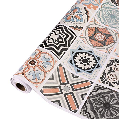 KINLO Papel Pintado Pared Adhesivo con la Imagen Mosaico Retro Colores, Pegatina de PVC para Decorar Azulejos Muebles Cocina Baño, a Prueba de Aceite de Agua de Moho, 0.61*5M per Rollo KINLO Papel Pintado Pared Adhesivo con la Imagen Mosaico Retro Colores, Pegatina de PVC para Decorar Azulejos Muebles Cocina Baño, a Prueba de Aceite de Agua de Moho, 0.61*5M per Rollo