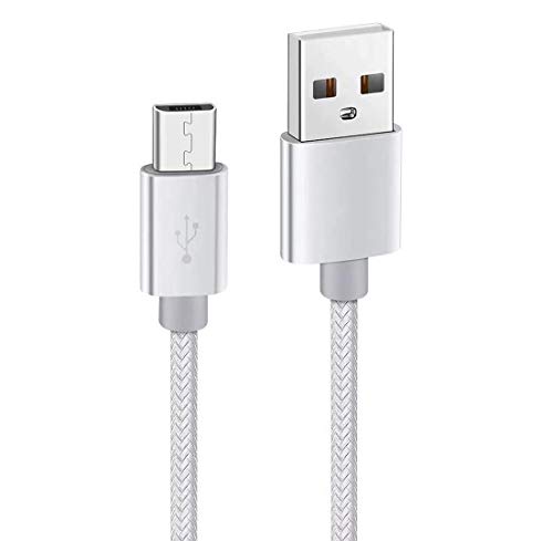 Kit Me Out Cable De Carga Rápida Micro USB [1M] para LG Stylus 2 [3.1 A Cargador Rápida] Trenzado Nilón Nylon [Transferencia De Datos De hasta 5 GB/s] - Blanco