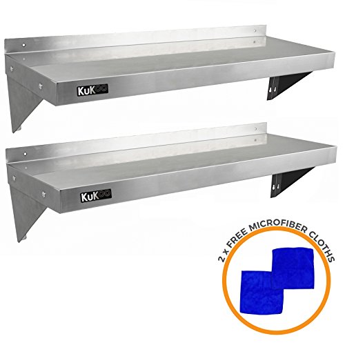 KuKoo - 2 Estantes de Pared 125cm x 30cm de Acero Inoxidable para Cocina Comercial, Café, Bar, Restaurante y Taller KuKoo - 2 Estantes de Pared 125cm x 30cm de Acero Inoxidable para Cocina Comercial, Café, Bar, Restaurante y Taller