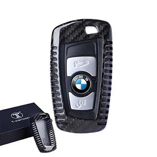Kwak's FancyAuto Carcasa de la Cubierta de la Clave del Coche de Fibra de Carbono Smart Key Cover Case para 2013 BMW Serie F de la Nueva F20 F30 F10 GT X3 X4 Accesorios de Control Remoto (Negro)