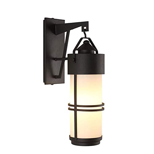 Lámpara de pared cuerpo de lámpara de hierro forjado pantalla de forma de bolsa de arena de vidrio esmerilado impermeable moda corredor de balcón simple personalidad lámpara de pared decorativa,Luz