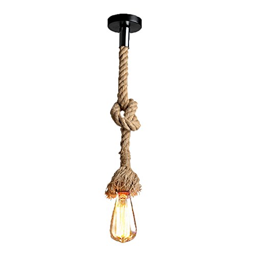 Lixada AC220 V E27 simple cáñamo vintage cuerda colgante luz de techo, lámpara retro industrial estilo campo para restaurante bar café sin bombilla Lixada AC220 V E27 simple cáñamo vintage cuerda colgante luz de techo, lámpara retro industrial estilo campo para restaurante bar café sin bombilla
