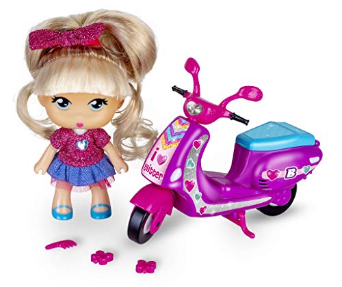 los Barriguitas - Scootie de Purpurina, Moto con 1 fmuñeca, para niños y niñas de 4 a 8 años (Famosa 700014934)
