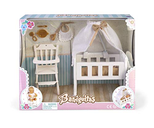 los Barriguitas- Set de Cuna, Sillita Trona y Accesorios para bebé (Famosa 700015557) los Barriguitas- Set de Cuna, Sillita Trona y Accesorios para bebé (Famosa 700015557)