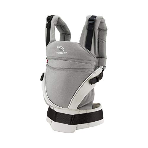 manduca XT Mochila Portabebe > Cotton grey/white < Portabebé con Anchura de la Base Regulable en Continuo, Algodón Orgánico, para llevar al Bebé Delante, a la Espalda, en la Cadera (3,5- 20kg)