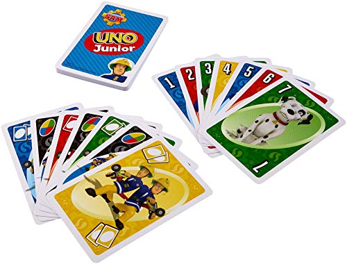 Mattel Games FMW18 UNO Junior Bombero Sam Juego de Cartas para niños, Adecuado para 2-10 Jugadores, duración Aprox. 15 Minutos, a Partir de 3 años.