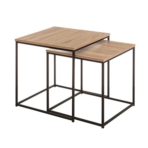 Mesitas auxiliares Modernas Negras de Madera para salón Factory - LOLAhome Mesitas auxiliares Modernas Negras de Madera para salón Factory - LOLAhome