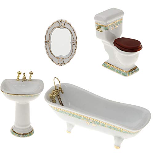 Miniatura Muebles de Porcelana Accesorios Victorianos para Casa de Muñecas Escala 1:12 - 4 Unidades - #2 Miniatura Muebles de Porcelana Accesorios Victorianos para Casa de Muñecas Escala 1:12 - 4 Unidades - #2