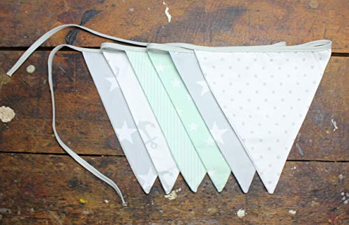 miRio • Cadena de banderines premium para niños | Decoración para niñas / niños guardería | Guirnalda de tela para cumpleaños de bebés | hecho a mano de 100% algodón patrón de doble cara