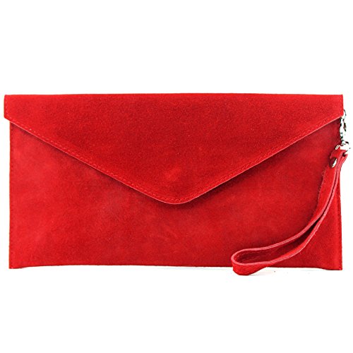 modamoda de - ital embrague/noche bolsa de gamuza T106, Color:rojo modamoda de - ital embrague/noche bolsa de gamuza T106, Color:rojo