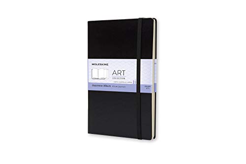 Moleskine - Art Collection, Cuaderno Japonés, Cuaderno de Dibujo Tapa Dura y Cierre Elástico, Papel Apto para Bolígrafos, Pasteles, Carboncillo, Color Negro, Tamaño Grande 13 x 21 cm, 48 Páginas