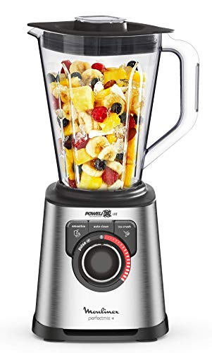 Moulinex Perfect Mix+ LM82AD10 Batidora de vaso de 2 litros, 1200 W, vaso Tritan acabados exteriores de acero inoxidable, selector de la velocidad retroiluminable, 3 programas, modo manual y autoclean Moulinex Perfect Mix+ LM82AD10 Batidora de vaso de 2 litros, 1200 W, vaso Tritan acabados exteriores de acero inoxidable, selector de la velocidad retroiluminable, 3 programas, modo manual y autoclean