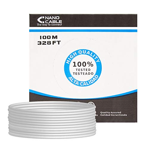 NANOCABLE 10.20.0902 - Cable de Red Ethernet rigido RJ45 Cat.6 FTP AWG24, rigido, Gris, Bobina de 100mts