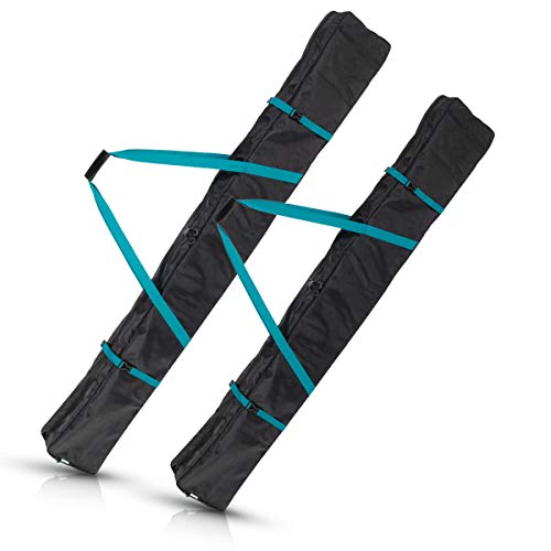 Navaris Bolsa de ski de 190CM - Funda para un par de esquís y Bastones - Portaesquís y Bastones de esquí Alpino de Color Negro petróleo