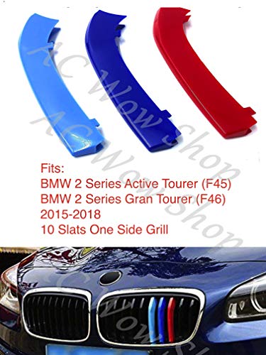Para B M W 2 Series 2014 – 2018 F45 Active Tourer F46 Gran Tourer 10 barras capó radiador rayas cubiertas de listones Insertos Clips M Power Sport Performance Tech Paket Color Grilles Badge