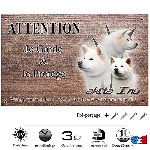 Pets-Easy-Placa para advertir de perro guardián, diseño de Akita Inu, color blanco