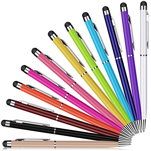 Proking stylus003 - 12 Piezas Lápiz Capacitivo, 2 en 1 Bolígrafo Universal Para Pantallas Táctiles, Multicolor