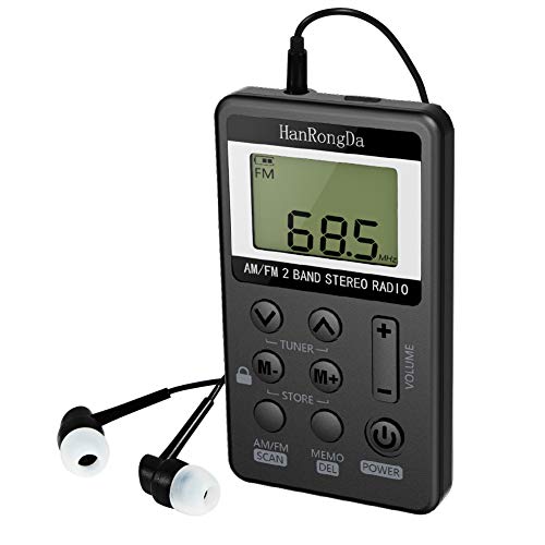 Radio De Bolsillo Am FM de Estéreo Digital Tuning con Pantalla LCD Recargable Mini Radio De Bolsillo Pocket para Correr Senderismo Caminar con Auriculares