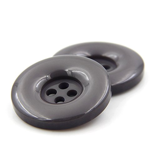 Redondo Resina Botones de costura 4 agujeros para ropa DIY manualidades Scrapbooking Pack de 10, gris, 15 mm