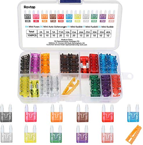 Rovtop 150Pcs Mini Fusibles Coche Pequeño - Mini Fuse Surtido Fusible de Cuchilla Pequeño para Camión con un Fórceps y Estuche de Almacenamiento(2A 3A 5A 7,5A 10A 15A 20A 25A 30A 35A 40A) Rovtop 150Pcs Mini Fusibles Coche Pequeño - Mini Fuse Surtido Fusible de Cuchilla Pequeño para Camión con un Fórceps y Estuche de Almacenamiento(2A 3A 5A 7,5A 10A 15A 20A 25A 30A 35A 40A)
