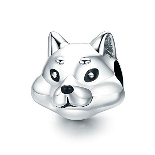 Shiba Inu - Abalorio para perro, 100% plata de ley 925, compatible con pulseras y brazaletes