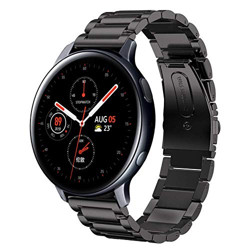 SUNDAREE Compatible con Correa Galaxy Watch Active2 42MM/44MM,20MM Metal Acero Inoxidable Reemplazo Correas Banda Pulseras de Reloj Inteligente con para Samsung Galaxy Watch Active 2(Active2 Black)