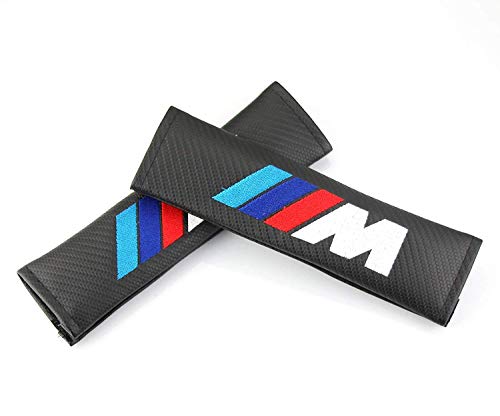 TGH (C-M) Kit de 2 Almohadillas M Motorsport para cinturón de Coche ((Acabado Fibra de Carbono))