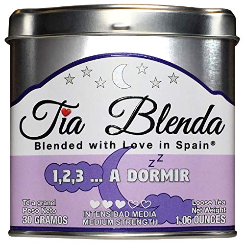 TIA BLENDA - 1,2,3... A DORMIR (30 g) - Relajante infusión de alta calidad con hierbaluisa y tila. Selección de hierbas naturales sueltas. 50 - 60 tazas. Presentación premium en lata. Loose Tea Caddy.