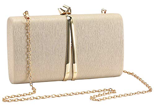 UBORSE Bolso Noche Dorado Clutch Mujer Fiesta Cartera de Mano Bandolera con Cadena para Ceremonia Boda Novia UBORSE Bolso Noche Dorado Clutch Mujer Fiesta Cartera de Mano Bandolera con Cadena para Ceremonia Boda Novia