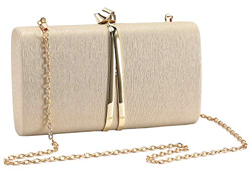 UBORSE Bolso Noche Dorado Clutch Mujer Fiesta Cartera de Mano Bandolera con Cadena para Ceremonia Boda Novia