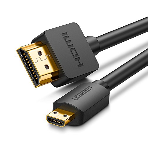 UGREEN Cable Micro HDMI a HDMI 3D 4K Alta Velocidad con Ethernet ARC, para Raspberry Pi4, GoPro Hero 3 4 5 Black 6 Black, Chuwi Hi10,BQ Aquaris M8 M10, Sony Alpha Cámara, Tableta, Portátil (1 Metro)