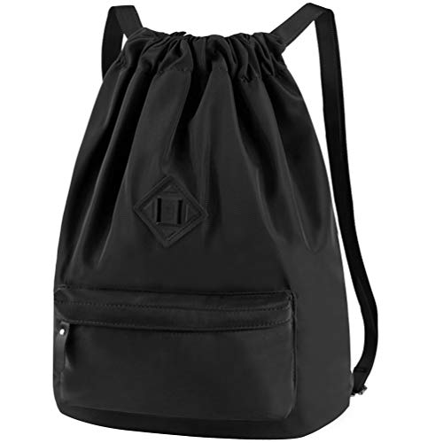 Vbiger Mochila de Cuerda Unisex Negro para Deporte Gimnasio Yoga Nadar