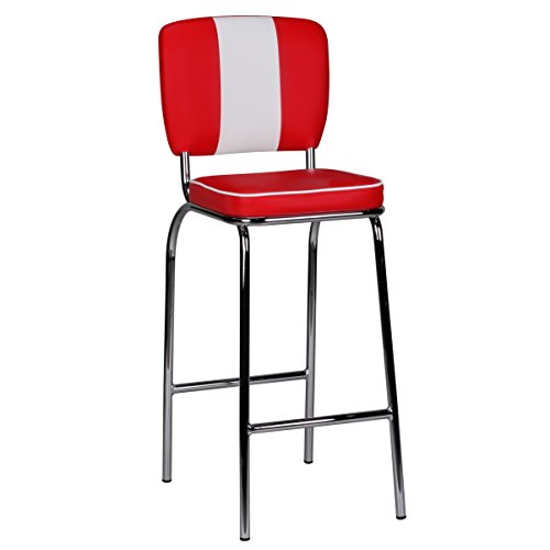 Wohnling WL 1.718 - Taburete de Bar de Estilo Americano de los años 50, Estilo Retro, Color Blanco y Rojo Wohnling WL 1.718 - Taburete de Bar de Estilo Americano de los años 50, Estilo Retro, Color Blanco y Rojo