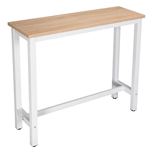 WOLTU Mesa de Bar Mesa de Bistro Mesa de Comedor con Estructura de Metal, MDF, 120x40x100cm (WxDxH) Roble Brillante BT17hei WOLTU Mesa de Bar Mesa de Bistro Mesa de Comedor con Estructura de Metal, MDF, 120x40x100cm (WxDxH) Roble Brillante BT17hei