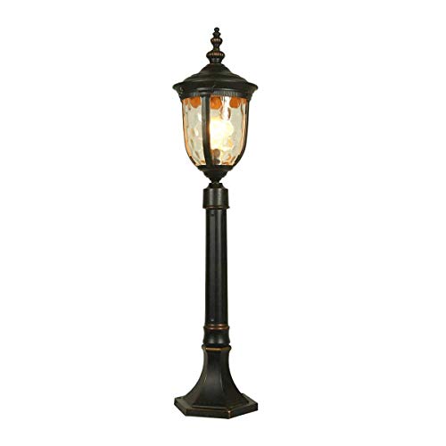 XYJGWDD Lámpara de jardín exterior victoriana negra tradicional de 0,8 m Poste de baliza y luz de linterna superior - Clasificación IP44 - Completa 1 x 60w LED ES E27