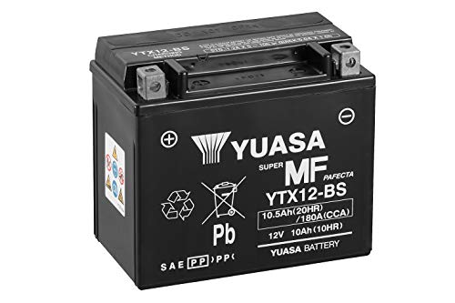 Yuasa YTX12-BS - Batería con paquete de ácido,12V, 10Ah