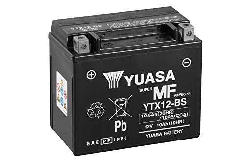 Yuasa YTX12-BS - Batería con paquete de ácido,12V, 10Ah Yuasa YTX12-BS - Batería con paquete de ácido,12V, 10Ah