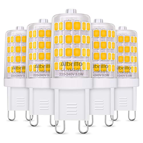 Albrillo Bombillas LED G9 de 3.5W, 40 W Bombilla Halógena Equivalente, Blanco Cálido 3000K, 400LM, Sin Parpadeos, 360° Ángulo de Haz Omni Directional, No Regulable, Pack de 5 Unidades Albrillo Bombillas LED G9 de 3.5W, 40 W Bombilla Halógena Equivalente, Blanco Cálido 3000K, 400LM, Sin Parpadeos, 360° Ángulo de Haz Omni Directional, No Regulable, Pack de 5 Unidades