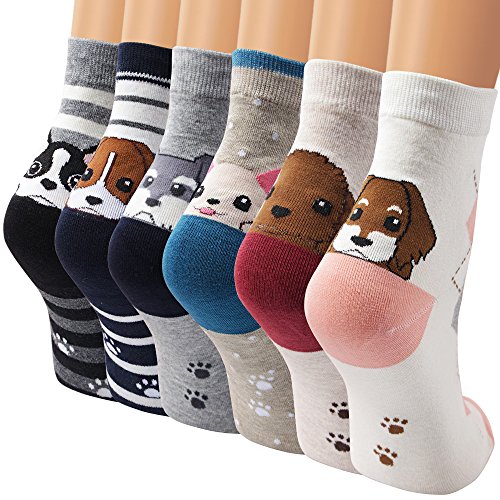 Ambielly calcetines de algodón calcetines térmicos Adulto Unisex Calcetines (6 perros mezclados)