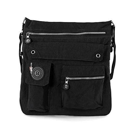 Bag Street - Bolso cruzados para mujer negro negro B 30cm x H 33cm x T 9 bis 15cm Bag Street - Bolso cruzados para mujer negro negro B 30cm x H 33cm x T 9 bis 15cm